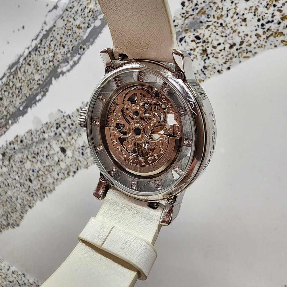 Moog Paris Chameleon Swarovski Crystal Bezel Automatic Skeleton Watch - Picture 2 of 5